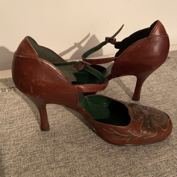 Brown, gold & copper Roberto Vianni leather heels - Picture 4 of 5